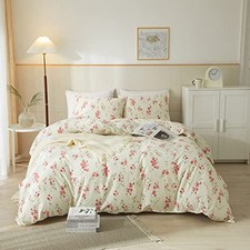 Chic Pink Floral Comforter Set Full Size Full 79"x90" D Pink Floral 0301