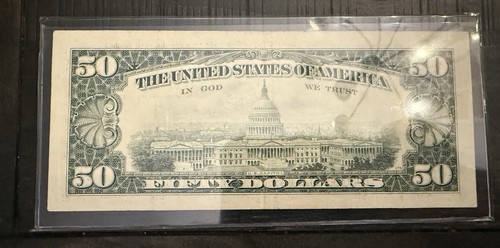 US $50 Federal Reserve Note Richmond, VA Series 1990 Ungraded Serial E32490114A - Picture 2 of 4
