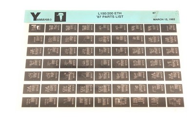 OEM Yamaha LB018-19 1987 L150/200 ETH Parts List Microfiche