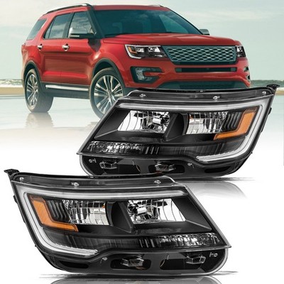For 2016-2019 Ford Explorer Sport/Limited/XLT/Platinum Black LED DRL Headlights