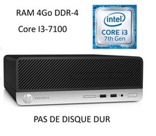ORDINATEUR PC HP  ProDesk 400 G4 SFF Core I3-7100 3.9 GHz  4Go  SANS DISQUE DUR