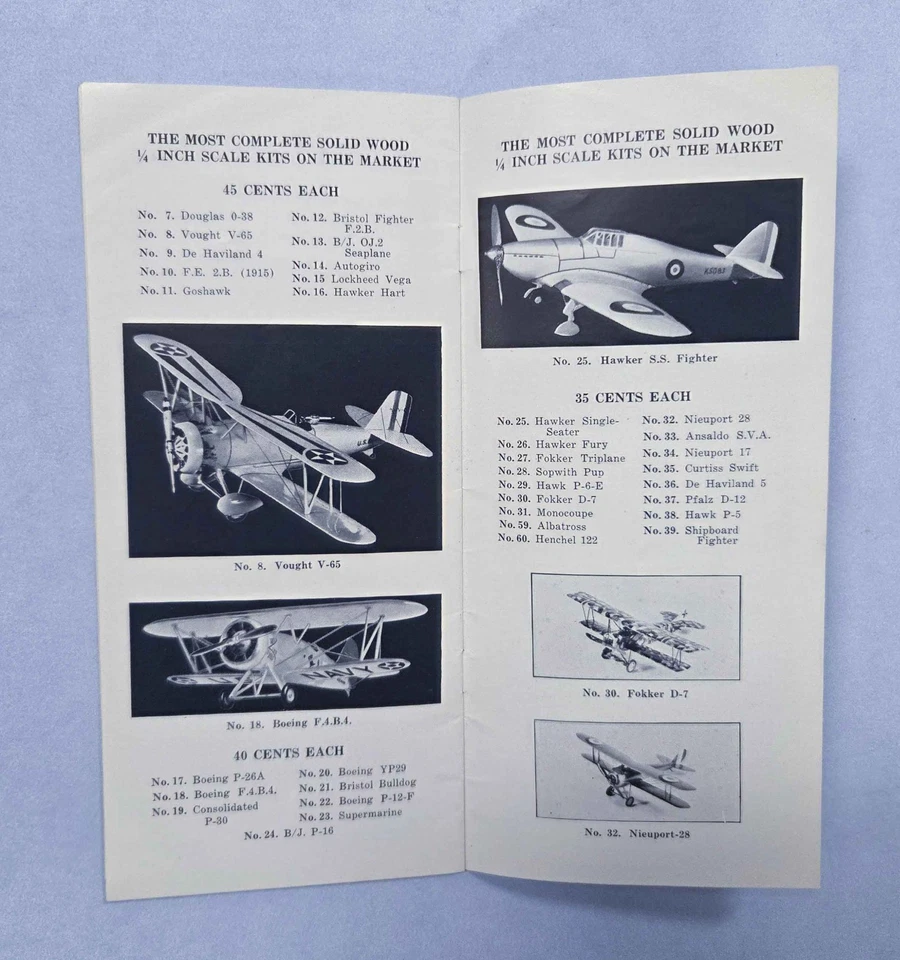 RARO CATÁLOGO DE COMPAÑÍA DE AVIONES MODELO HALCÓN 1939-O MODELO GA FERROCARRIL + KITS DE AVIÓN Foto 2 de 4