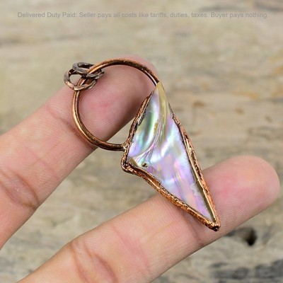 Cyber Monday Sale Natural Abalone Shell Rough New Electroformed Pendant Copper