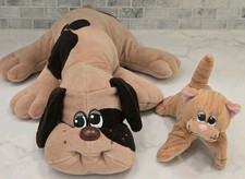 Vintage 1985 Tonka POUND PUPPIES Plush 18" Brown Dark Brown Spots w PP Cat 8" F