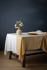 60x84 inch Rectangular Linen Tablecloth Natural Flax Table Cover