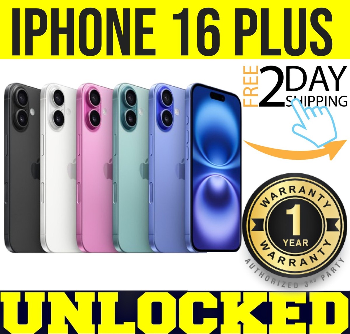 APPLE IPHONE 16 PLUS 128GB 256GB 512GB (FACTORY UNLOCKED) 1 YR 