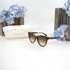 Alexander McQueen 3D Skull Tortoise Logo Havana Acrylic Sunglasses NWT Case