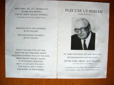 Orig.Sterbebild, Adel, Reichsgraf Otto von Arco auf Valley, + 3.9.1989, Landau