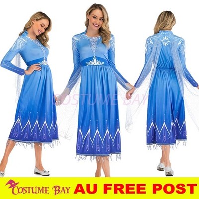 Adult Womens Frozen 2 Snow Queen Elsa Costume Cosplay Fancy Dress Book Week