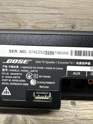 Bose Solo TV Speaker Soundbar Model 418775 - Black - No Remote