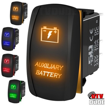 On/Off Marine Rocker Switch ''Auxiliary Battery'' Boat Car Truck UTV Off Road 4x4