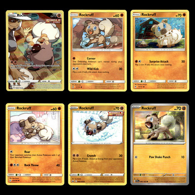 6x Rockruff Lot TG7 Sword Shield Series Silver Tempest Trainer Gallery Pokemon