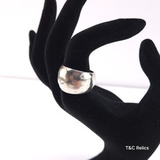Vintage Hand-hammered Domed Wide Band Ring 925 India Sterling Silver sz: 8.25