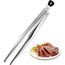 Stainless Steel Locking Kitchen Tongs 12 Inch, Heat Resistant to 600 C,