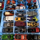 72-Diecast hot wheels, matchbox Toy Car Collection Lot, Blue Storage Trays — photo 3