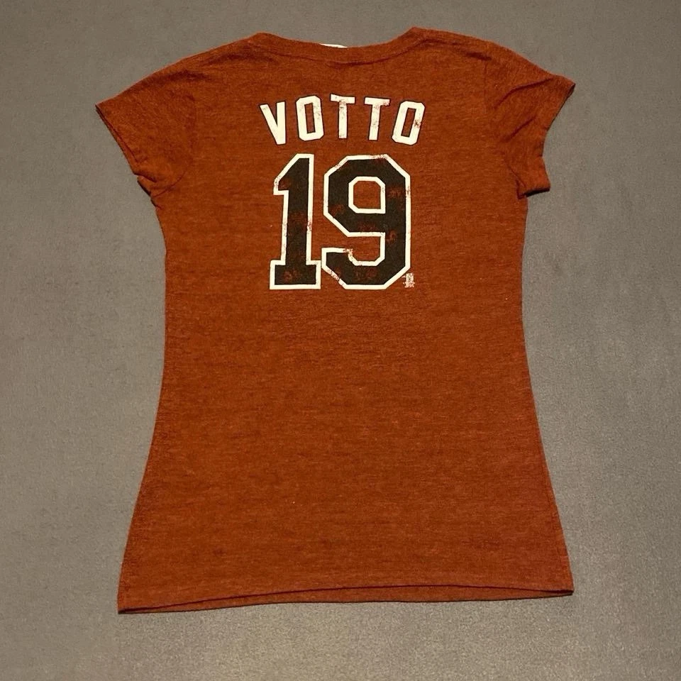 Lindo Top Rojo y Blanco Para Mujer MLB Cincinnati Reds Joey Votto Gráfico Foto 3 de 4
