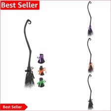 51 Inch Halloween Witch's Broom with Colorful Ribbons - Perfect for Parties