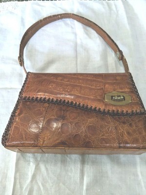 Vintage Original Alligator Purse , Woven Edges,Handle Is Worn But Usable 