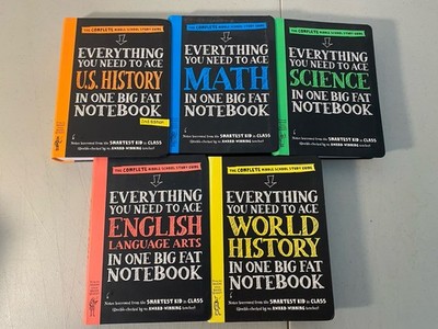 Lot of 5 THE COMPLETE MIDDLE SCHOOL STUDY GUIDE Big Fat Note Book Set