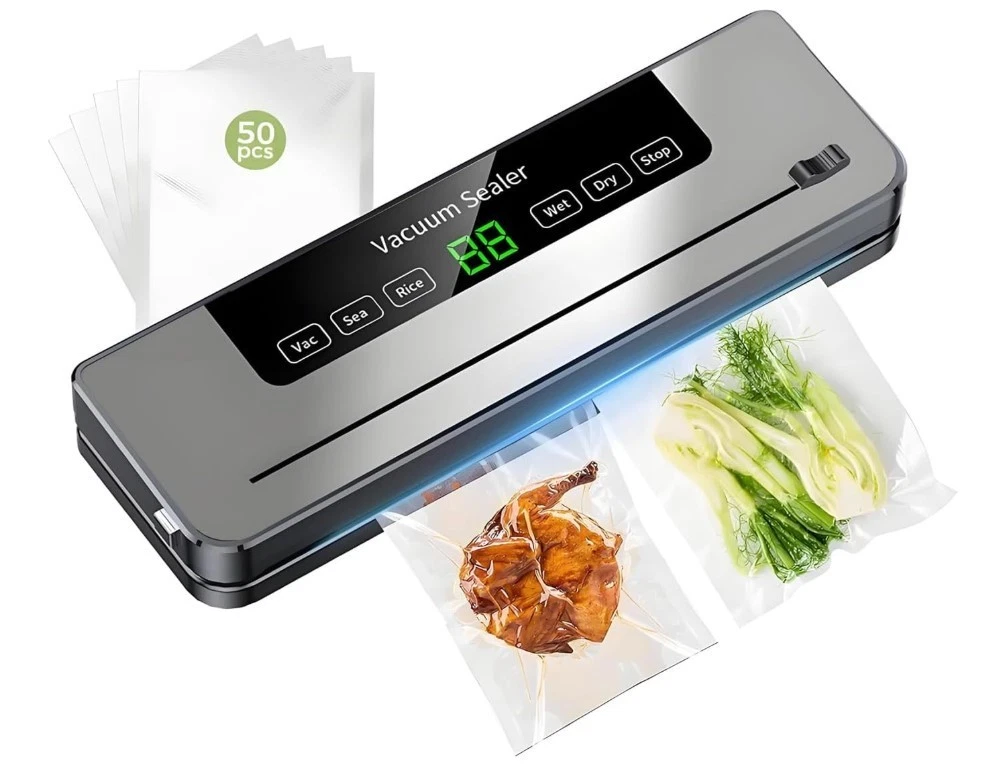 6-in-1 Multi-functional Food Vacuum Sealer Machine with Built-In Cutter, LED Dig