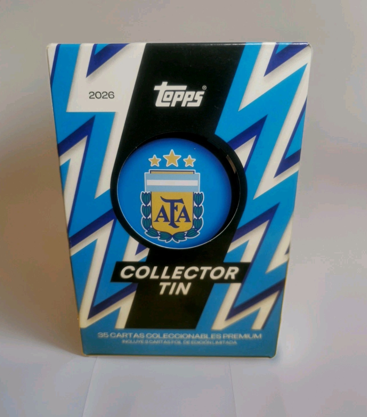2026 Topps AFA Argentina Collector Tin Factory Sealed 2 Parallels MESSI RETIRED view 3
