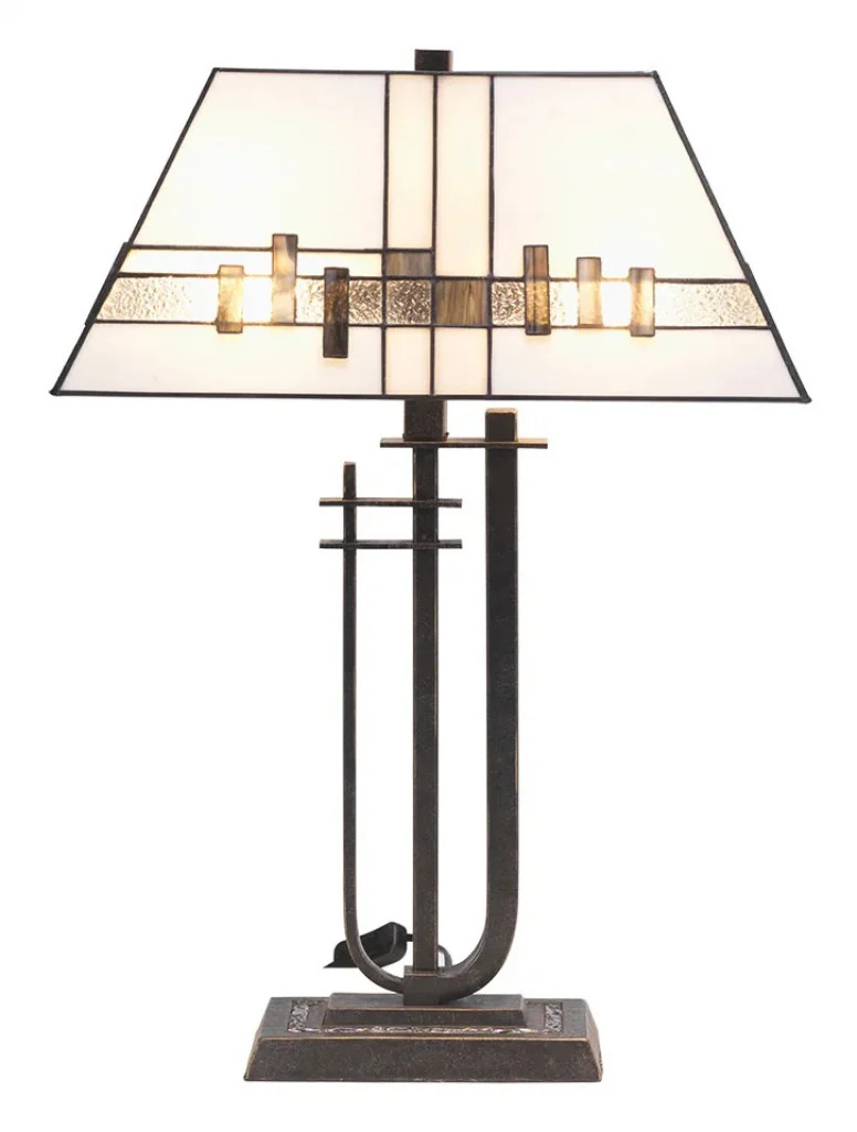 Tiffany Table Light Floor Antique Mardian White Cream 455mm Oaks Lighting OT
