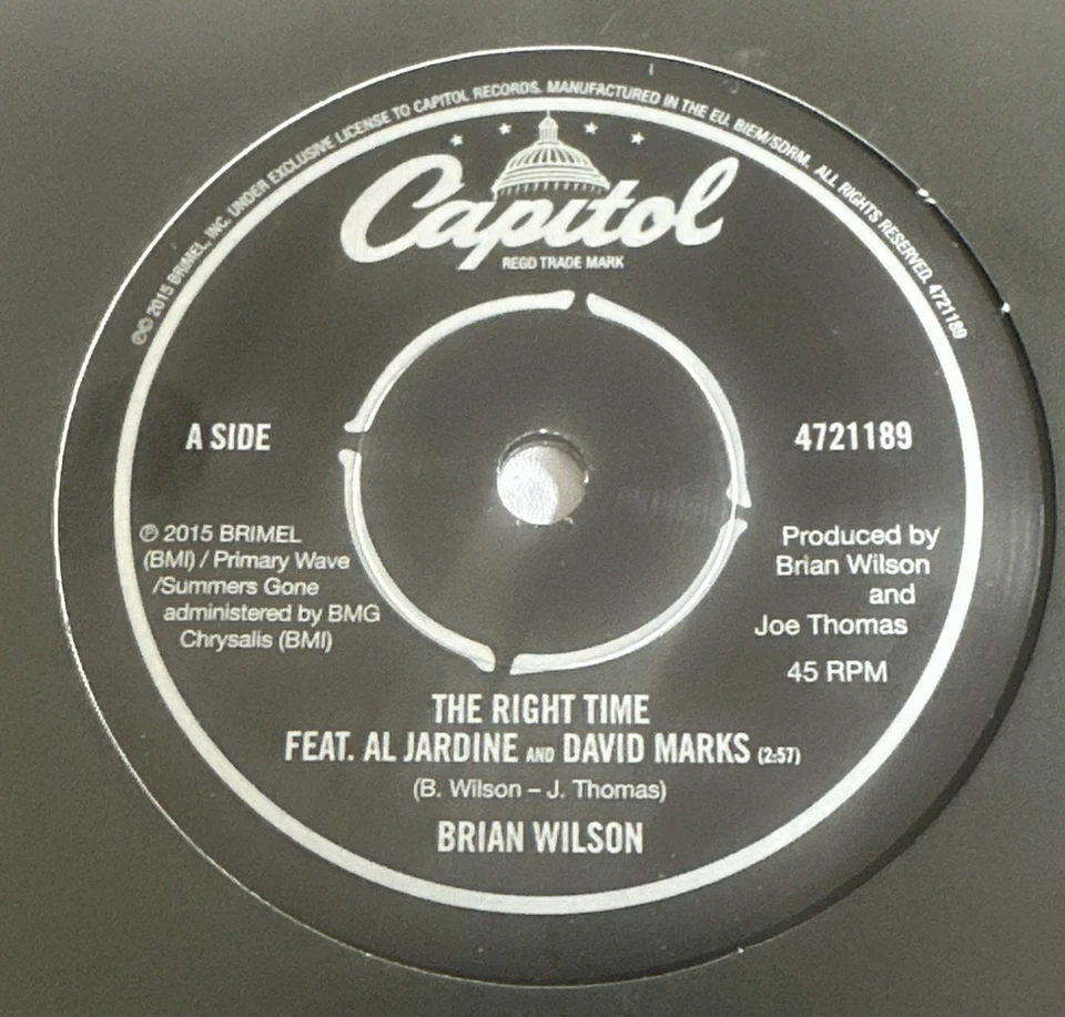 Brian Wilson  The Right Time 7" Vinyl Single (RSD) New/Unplayed - EU Capitol NM - Image 3 of 4