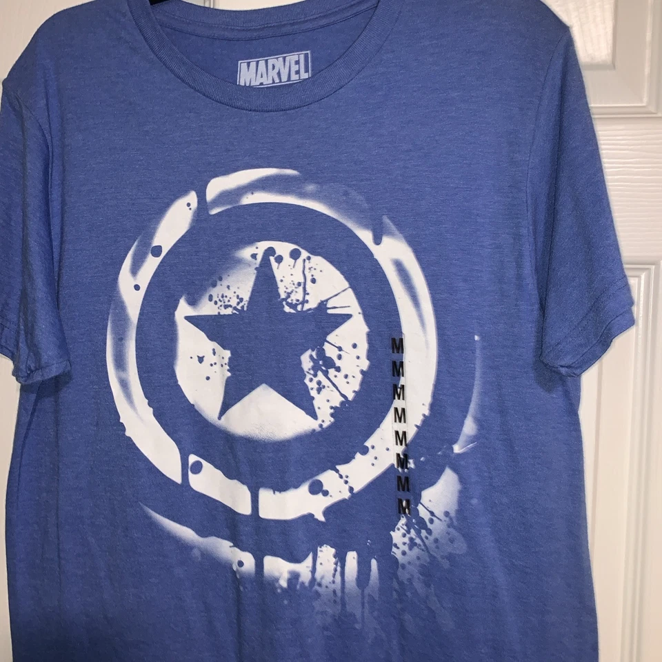 Camiseta Capitán América Estrella Azul Claro Talla Mediana Foto 2 de 4