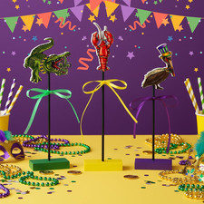 3 Pcs Wooden Mardi Gras Table Decorations Set Mardi Gras Table Centerpiece Decor