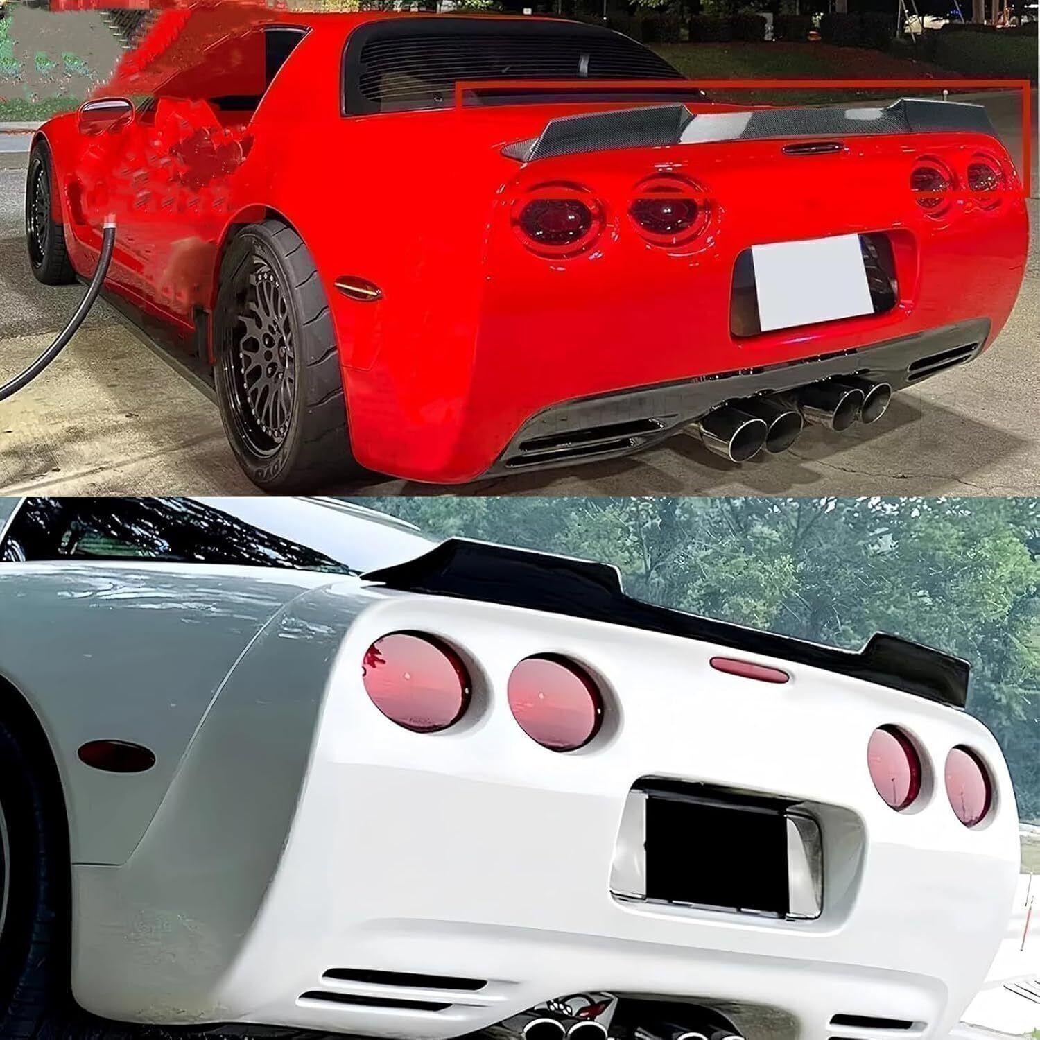 Glossy Black For 1997-04 Corvette C5 Rear Trunk Spoiler Wing ZR1 Extended Style