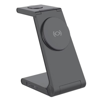 Just Wireless 3-in-1 Magnetic Wireless Charger - Black USB-C MagSafe Compatible