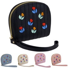 Bechat Accessoires Ladies Zip-Around Embroidery Coin Purse/Wallet