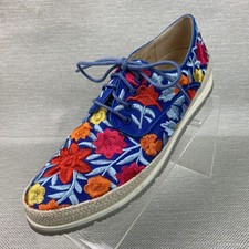 Vaneli Sport Qetina Sneakers Blue Floral Multi Embroidered Lace Up Round Toe 8N