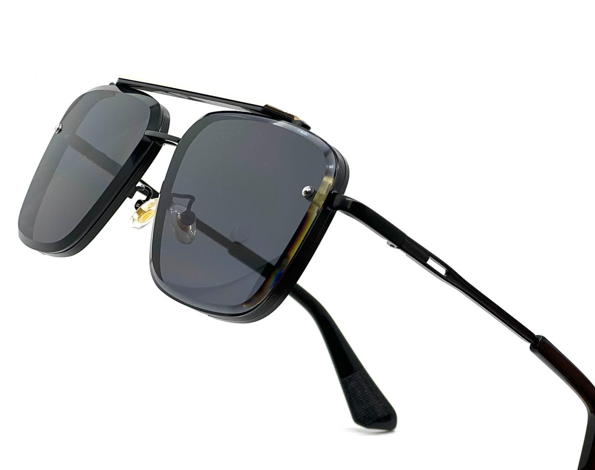 Occhiali Da Sole Oversize Quadrati Da Uomo Fashion Black Frame Black Lens - Foto 9