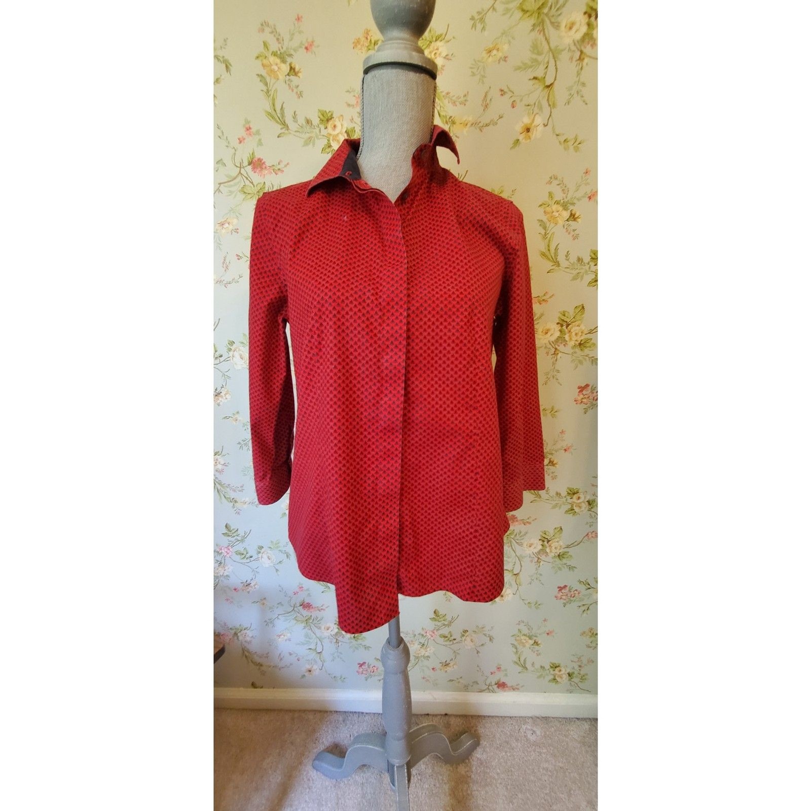 Talbots Red Wrinkle Resistant Button Down 3/4 Sle… - image 10