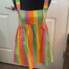 Show Me Your Mumu Fling Mini Dress Neon Stripe Poplin w/ Pockets - Sz. XS NWT