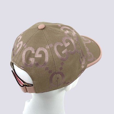 Gucci GG Monogram Jumbo Jacquard Canvas Baseball Cap Hat Pink Size