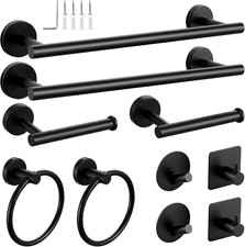 10-Piece Matte Black Bathroom Hardware Set, 16In SUS304