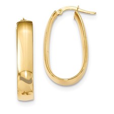 Italian 14k Yellow Gold High Polish 2mm x 31mm Hinged 'U' Oval Hoop Earrings