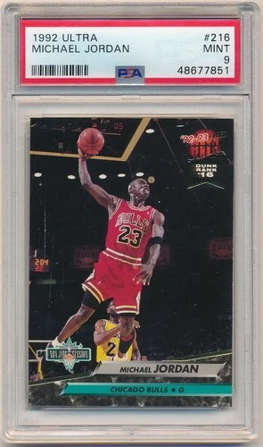 MICHAEL JORDAN 1992/93 FLEER ULTRA BASKETBALL CARD #216 CHICAGO BULLS PSA 9 MINT