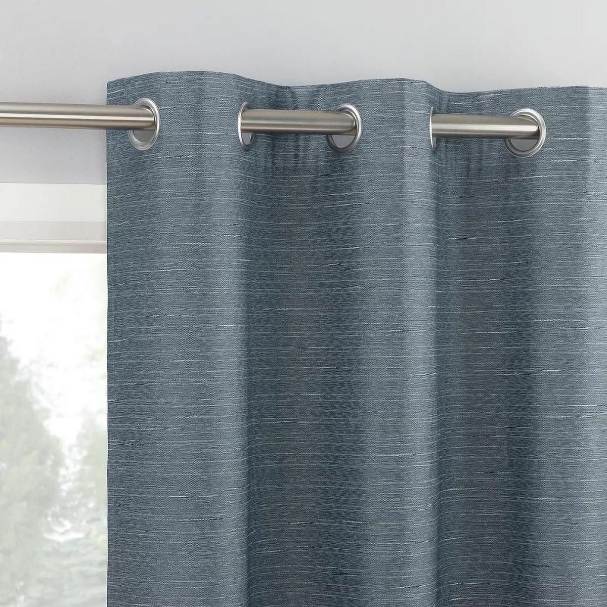Sun Zero Wylder Textured Thermal Blackout Navy Blue Curtain Panel