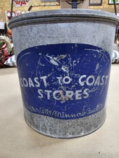 Vintage BLUE "Coast To Coast Stores" Early Galvanized Fishing Minnow Bucket