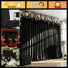 10FTx10FT Black Backdrop Curtain - Soft Polyester Drapes for Parties, Weddings,