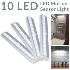 10 LED Motion Sensor Under Cabinet Closet Battery Operated Light Kitchen Lamp