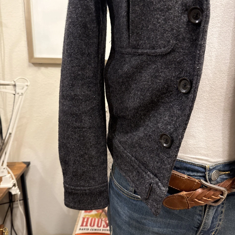 Men’s THEORY XS Luxury Wool Military Motorcycle Jacket - Image 4 of 4