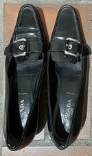 PRADA Women's Black Leather Loafers Size 38.5 Vintage Size 38.5