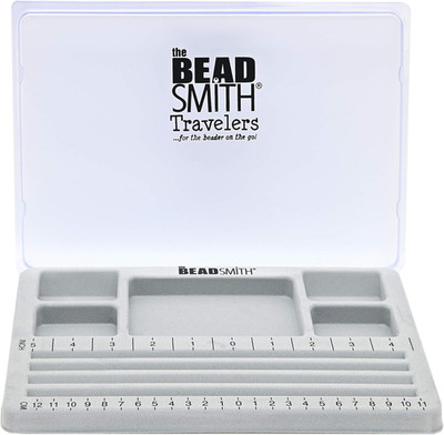 Mini Bead Board - Grey Flocked, 4 Straight Channels, 5 Recessed Compartments, 7.