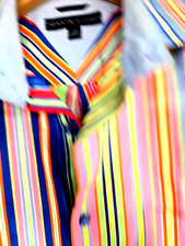 VTG Tommy Hilfiger Mens Shirt L 80s 2 Ply Flamboyant Bold Stripe Psychedelic