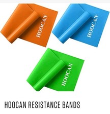 HOOCAN Resistance Bands Set of 3 - Orange Blue Green Resistance Bands