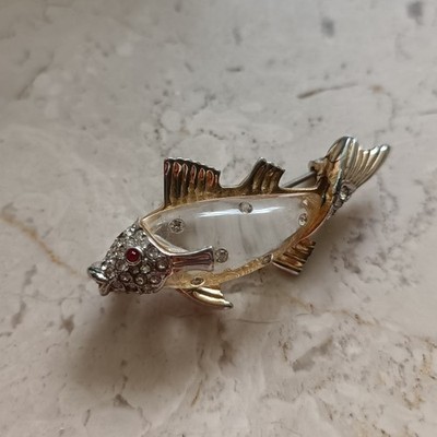 Vintage CORO Jelly Belly Fish Brooch